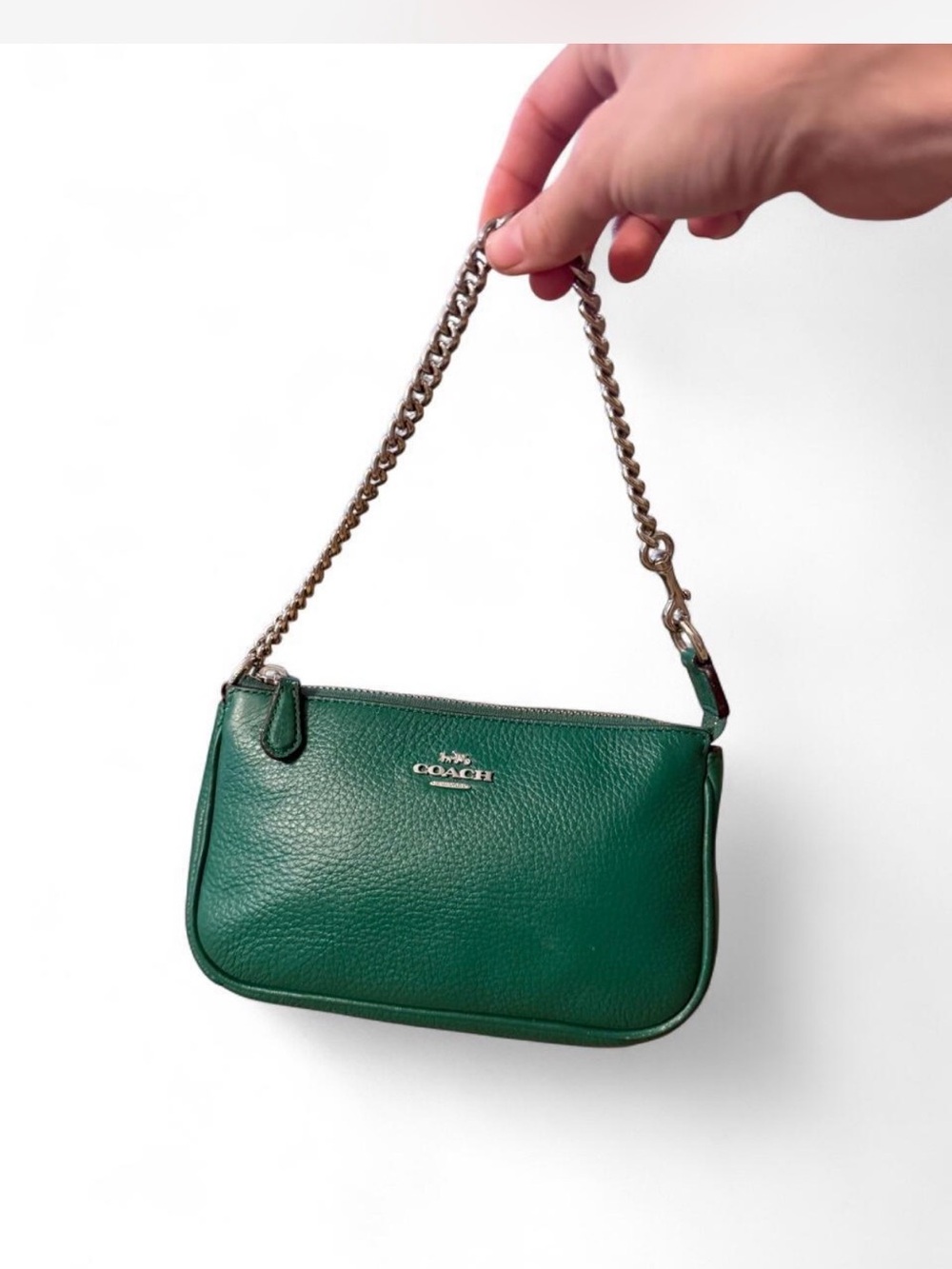 Green Pebble Leather Coach Nolita 19 wristlet (Style C8303)